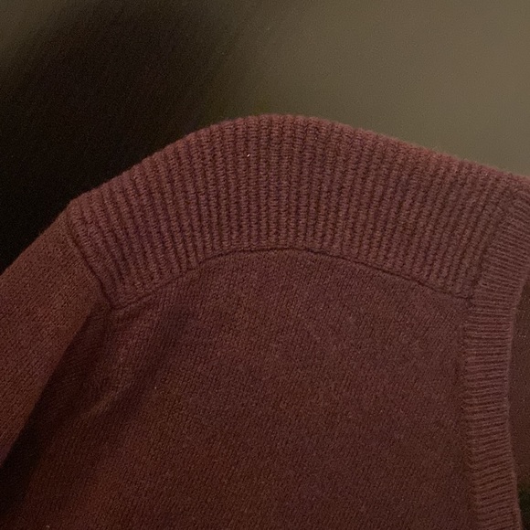 Marc Anthony maroon v neck sweater with detailing on the shoulder - Picture 3 of 3